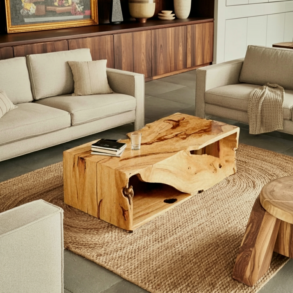 Modern Organic Live Edge Coffee Table For Living Room