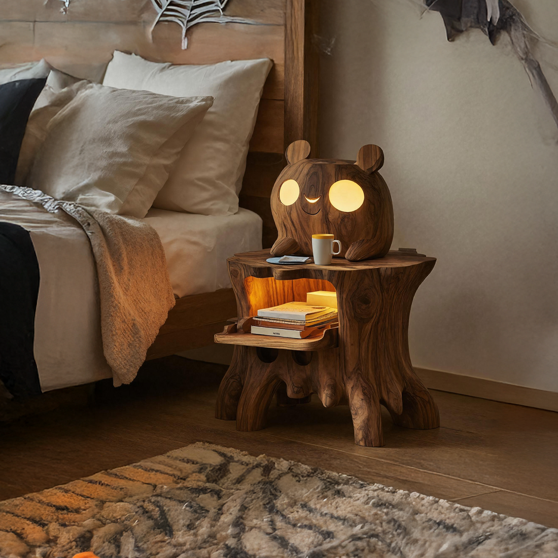 Rustic Wooden Side Table For Modern Bedroom Interior SILDTTRNS015