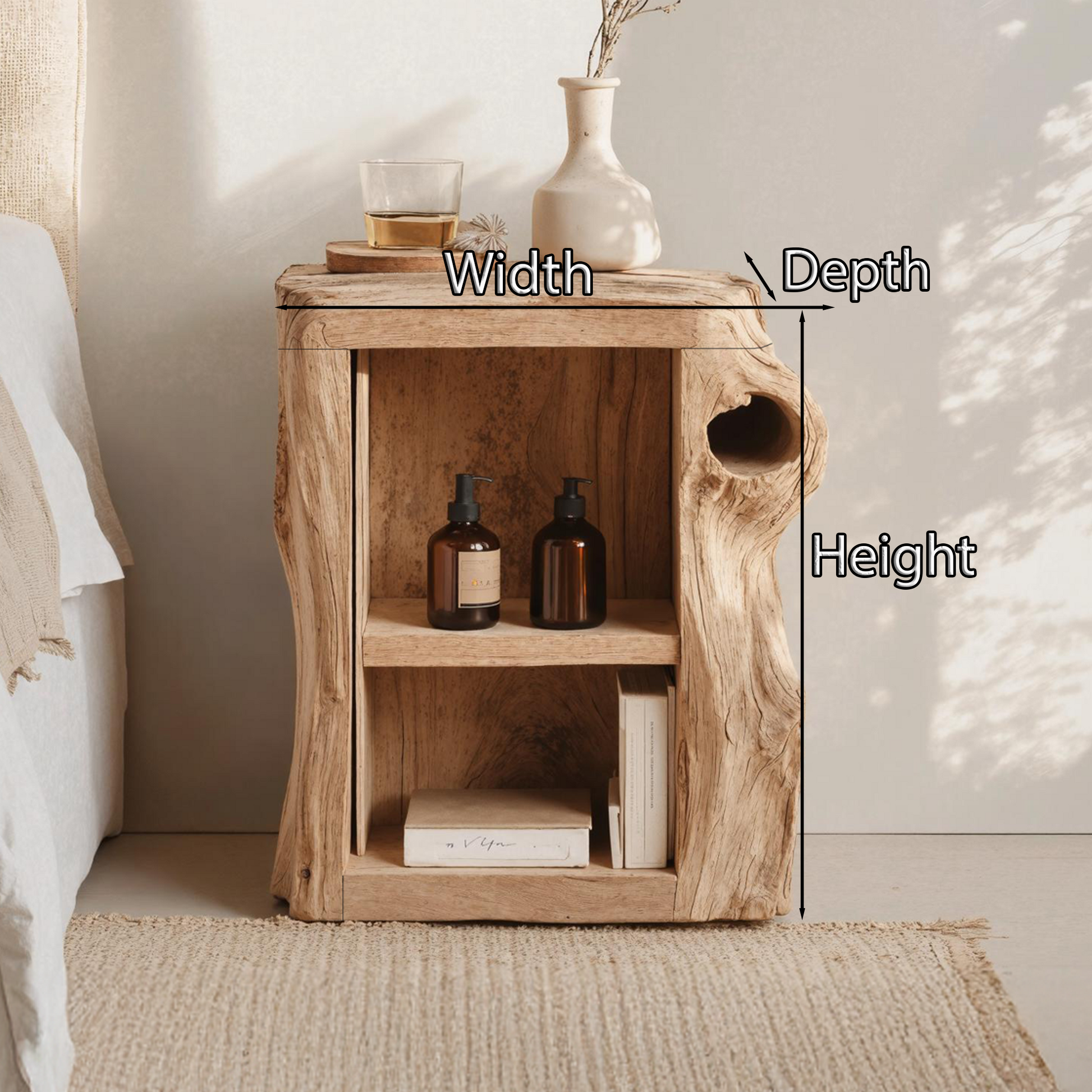Handcrafted Live Edge Nightstand For Elegant Bedroom SILDTTNNS011