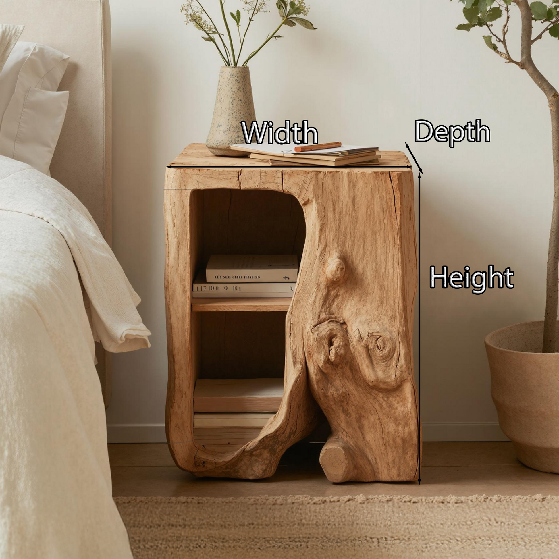 Farmhouse Live Edge Nightstand Bedroom Furniture Design SILDTTNNS003