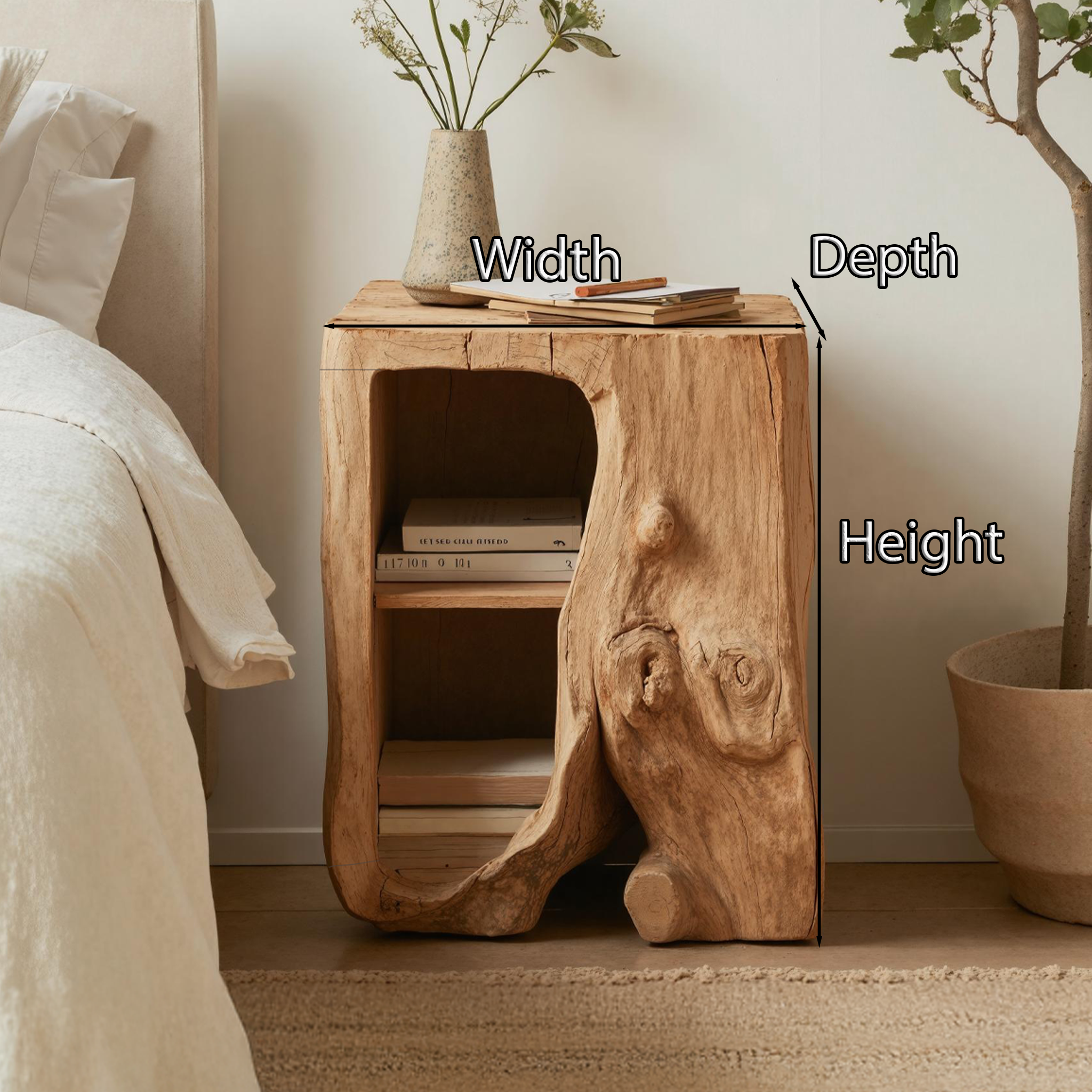 Farmhouse Live Edge Nightstand Bedroom Furniture Design SILDTTNNS003