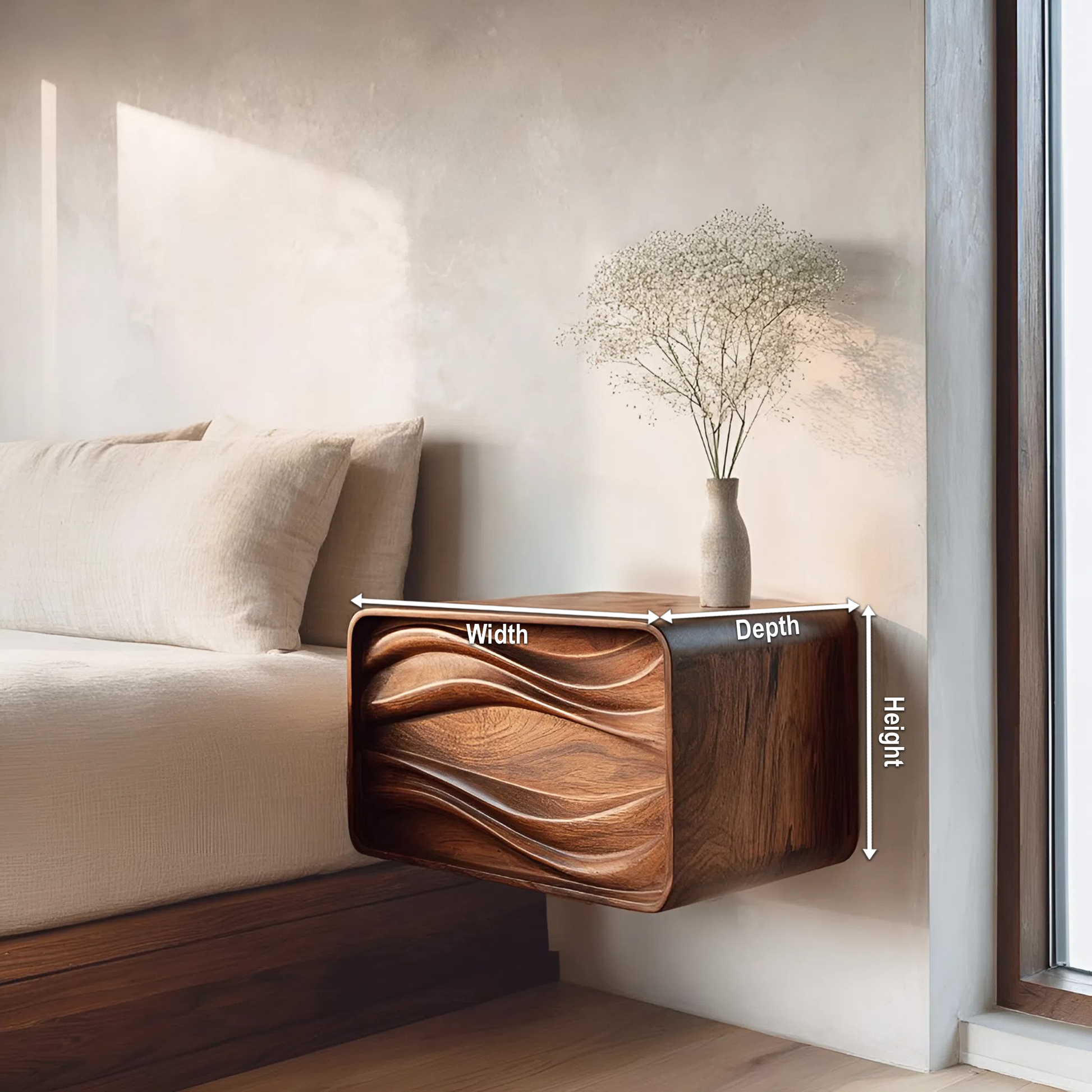 Organic Sculptural Floating Bedside Table For Bedroom Decor RTTHHNNS012