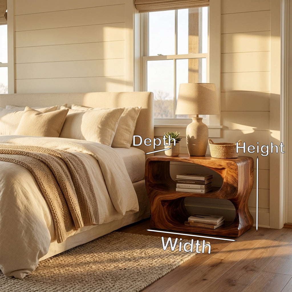 Organic Modern Wooden Nightstand For Bedroom RTTHHNNS030