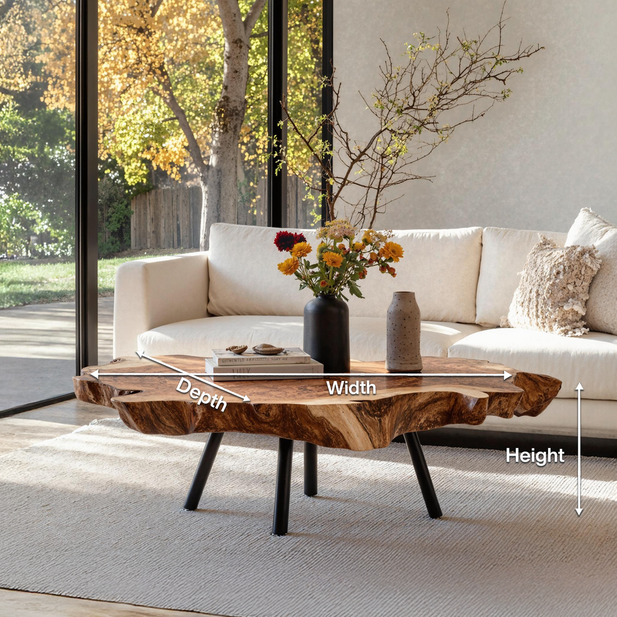 Rustic Wood Table For Boho Style Living Room