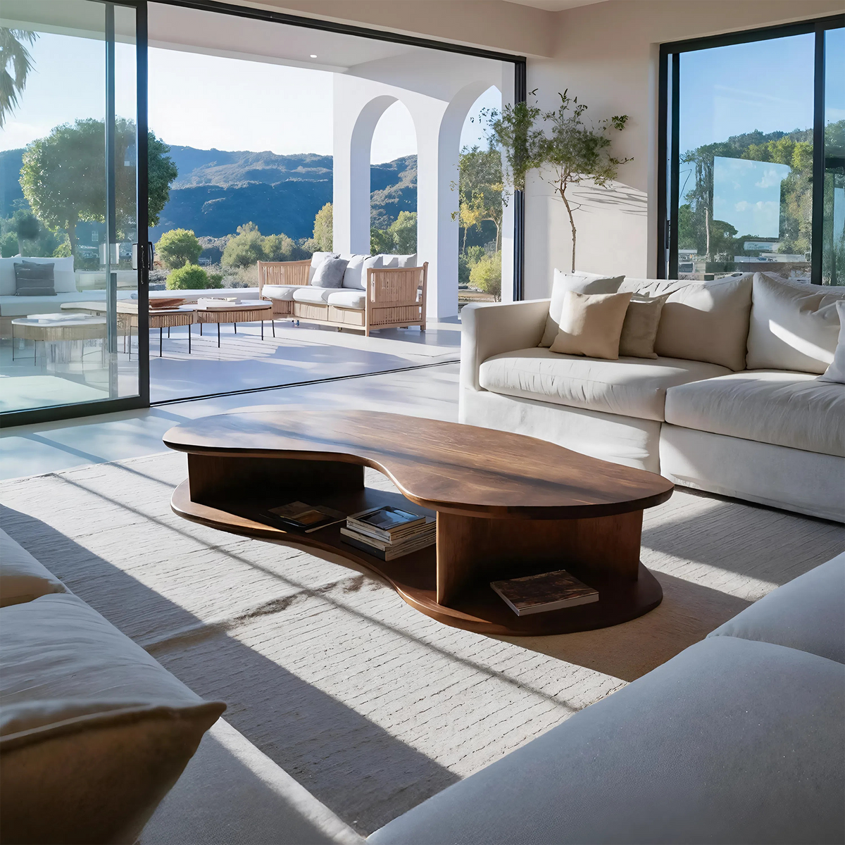 Handcrafted Solid Wood Coffee Table For Living Room Accent