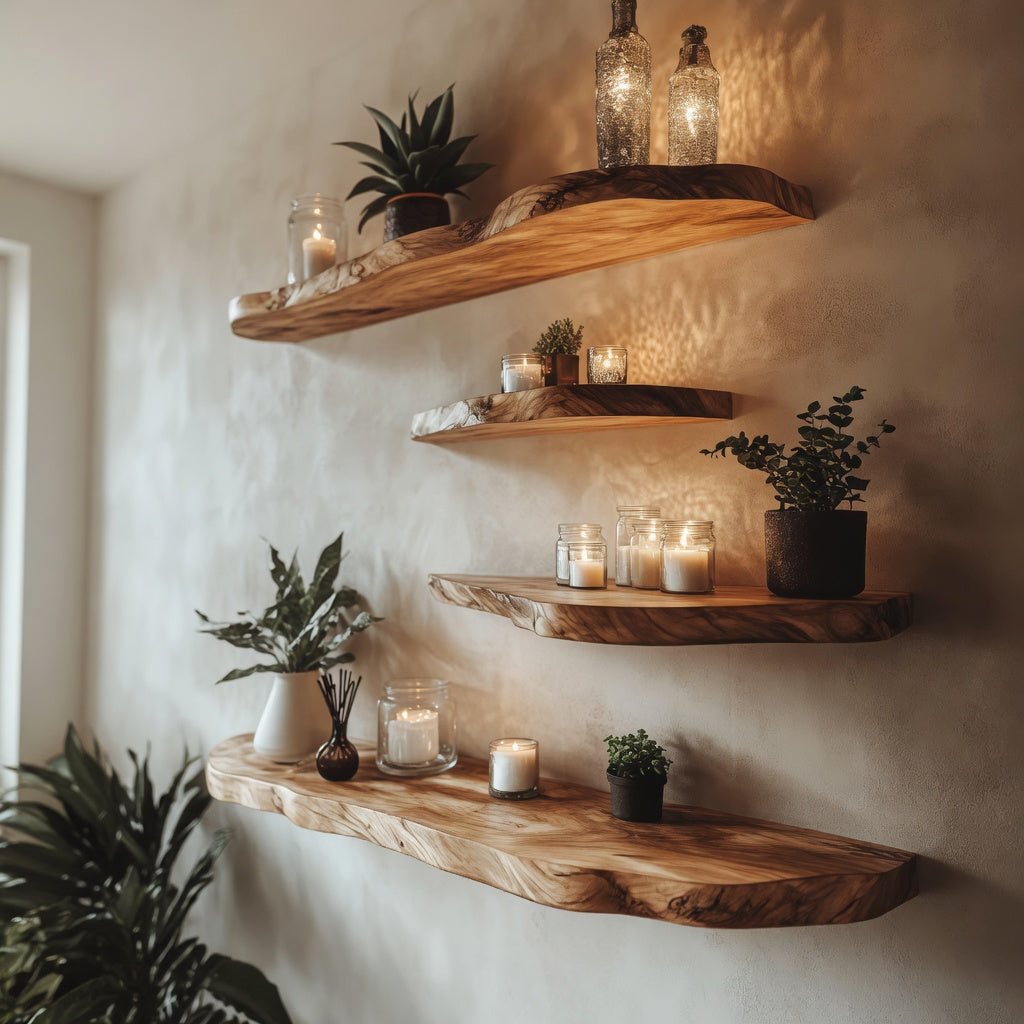 Woodera Handcrafted Live Edge Wood Floating Shelf - WFS0001