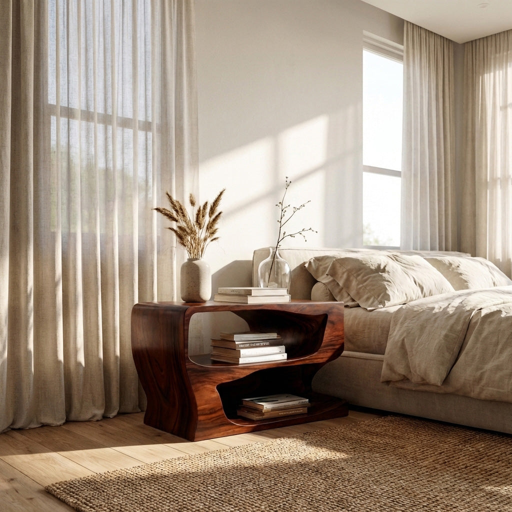 Organic Modern Wooden Nightstand For Bedroom RTTHHNNS030