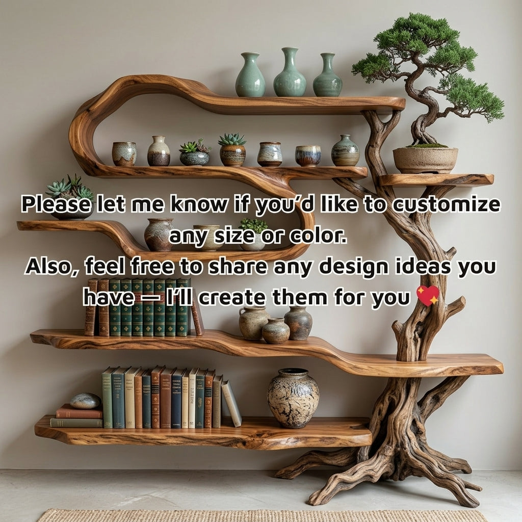 Tree Branch Wall Mount Bookshelf Natural Floating Wood Shelf Rustic Unique Wall Shelves Decor